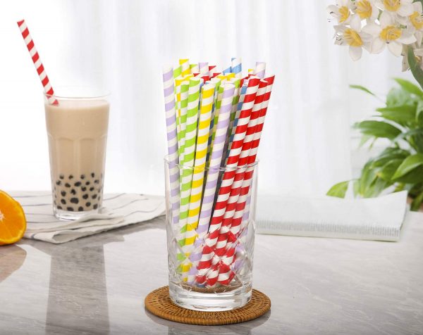 Boba Straws 12 mm, 20 Pack, Extra Wide Paper Smoothie, Wide Biodegradable Straws for Bubble Tea (Tapioca, Boba Pearls), Milkshakes, Jumbo Drinks - Shower, Wedding Party Supplies Decorations, 4-Layer Heavy Duty