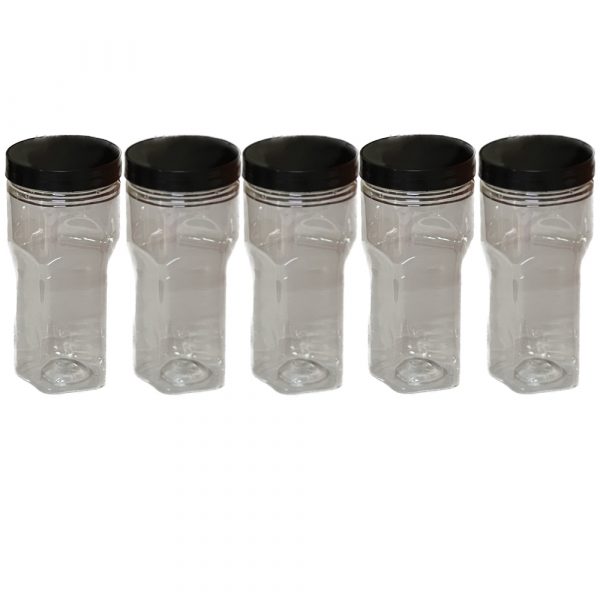 Funnel Shaped Beverage Plastic Bottle with Caps for juice, chilled beverages, iced tea, dairy, water, and marinades - 5 Pc (Copy)