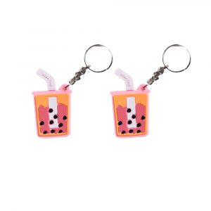 Cute Boba Milk Tea Drink Keychain - For adults and kids, Boba accessories Merchandise - 2 Pc