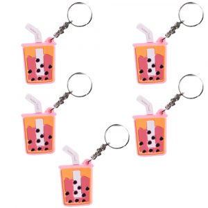 Cute Boba Milk Tea Drink Keychain - For adults and kids, Make her smile with this great gift - 5 Pc