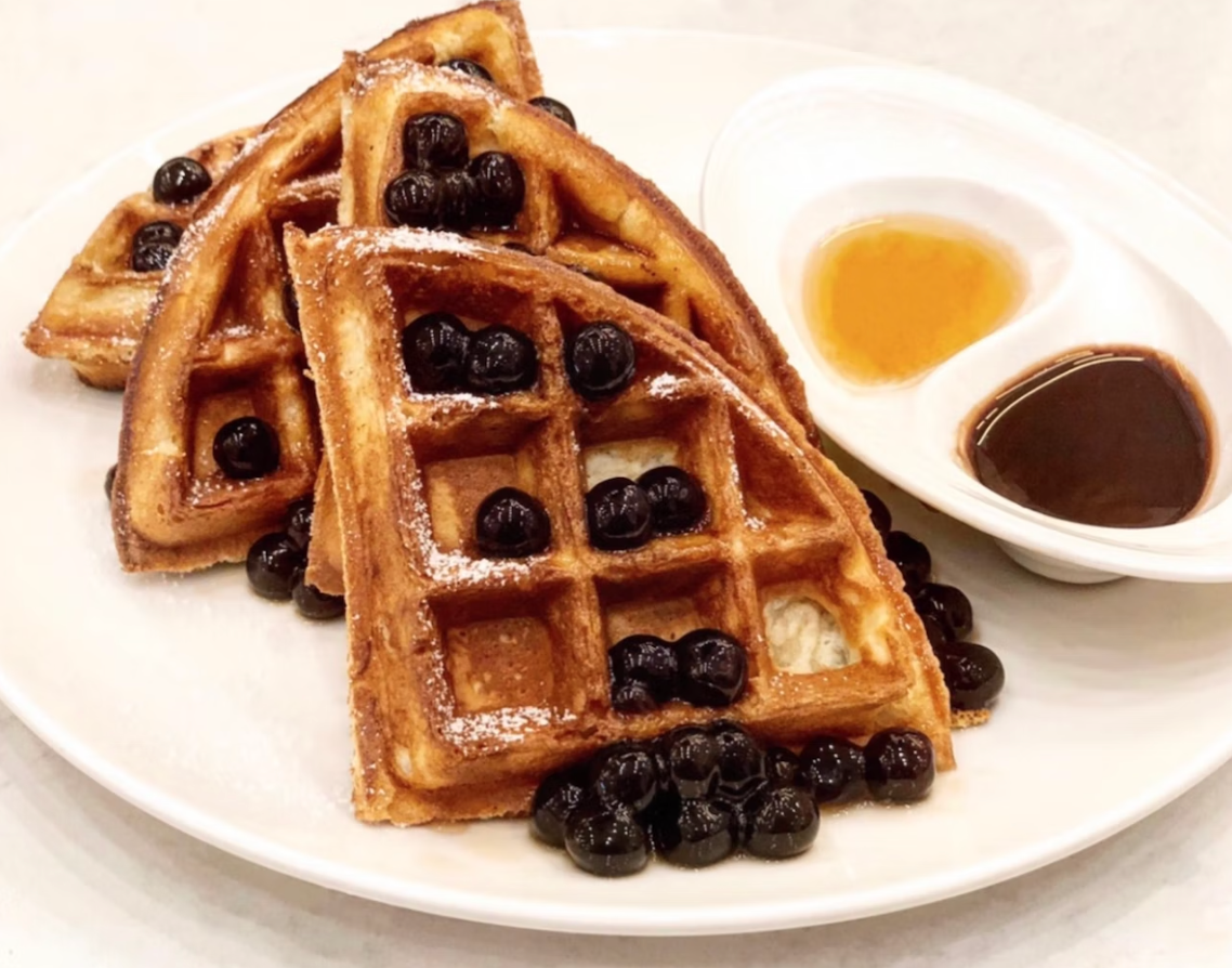 multigrain healthy waffles with boba